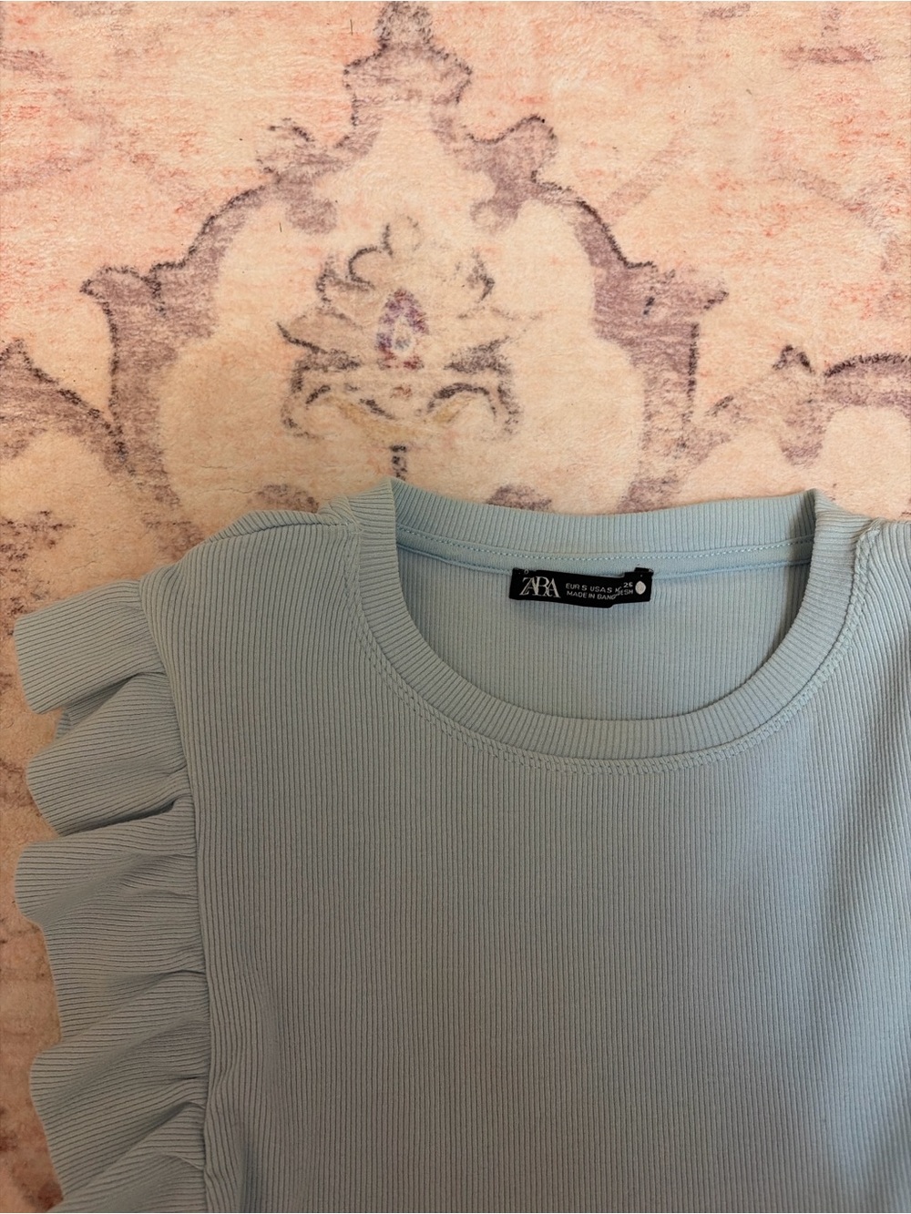ZARA Baby Blue Ruffle Top - Picture 2 of 3
